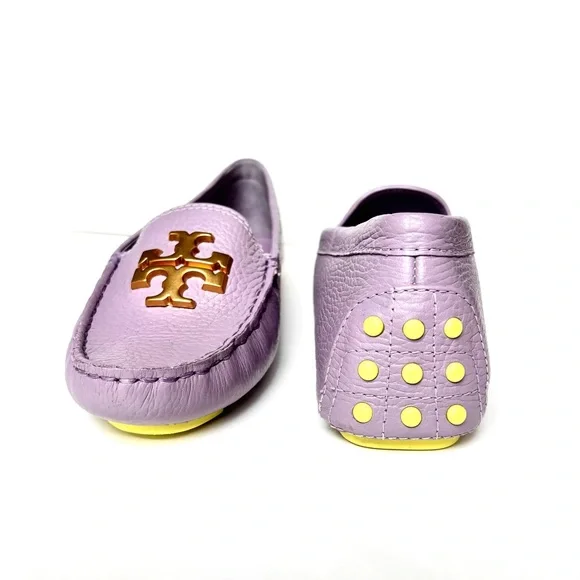 TORY BURCH ~ Pebbled Leather Rolled Brass EVERLY Driver Loafer Shoe Sz 8 M - Picture 5 of 5